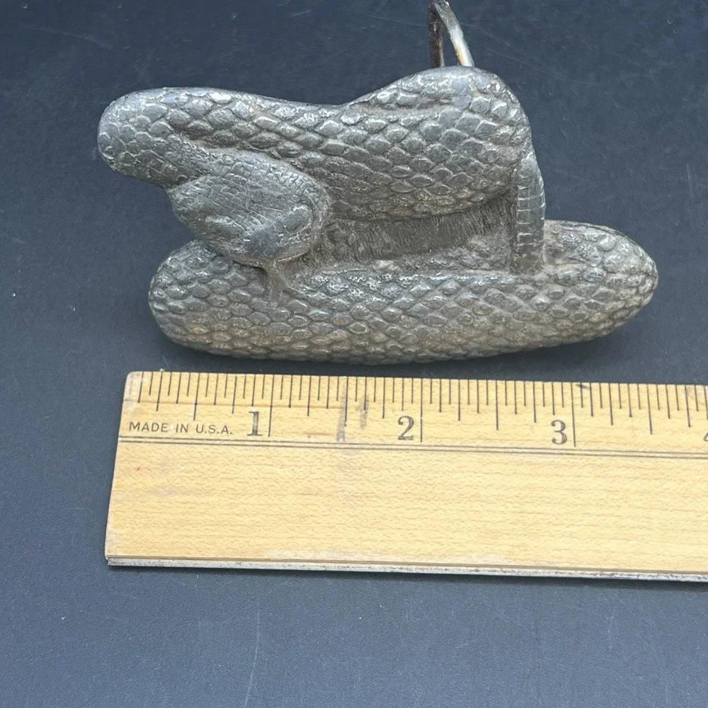 Vintage Detailed Rattlesnake Belt Buckle Bergamot Brass Works Wisconsin USA